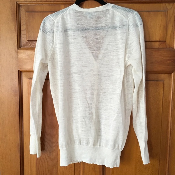 J.Crew Ivory Cream Linen 7 Button Cardigan Sweater With Pockets Size Medium - Picture 4 of 6